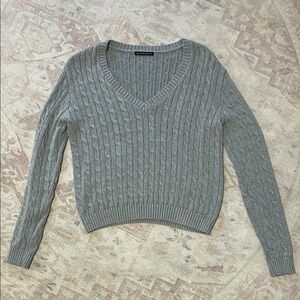 Brandy Melville Gray V-Neck Sweater